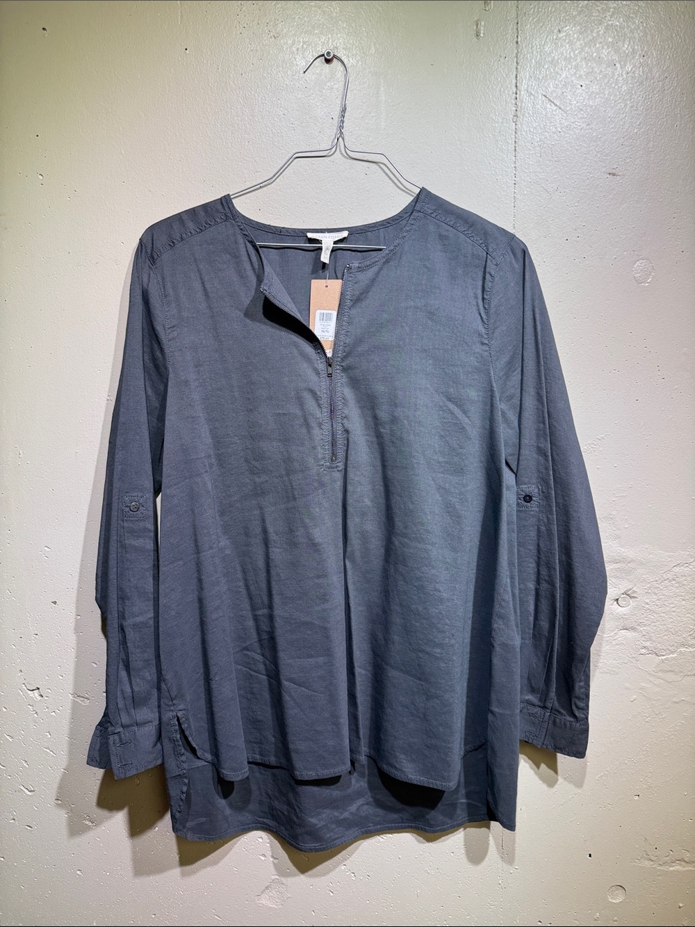 Eileen Fisher Slate Gray Zip Front Top
